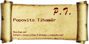 Popovits Tihamér névjegykártya
